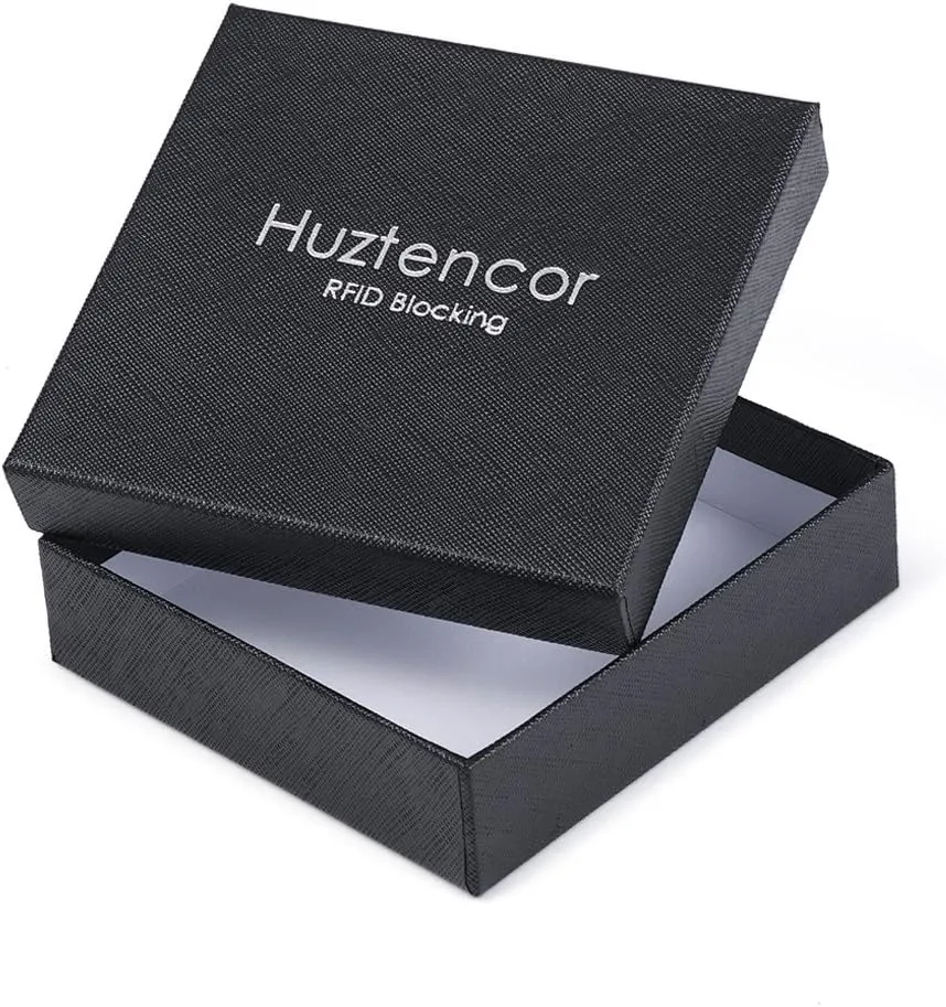 Huztencor Zipper Wallet Men RFID Blocking Leather Bifold Credit Card Wallets (FBA)
