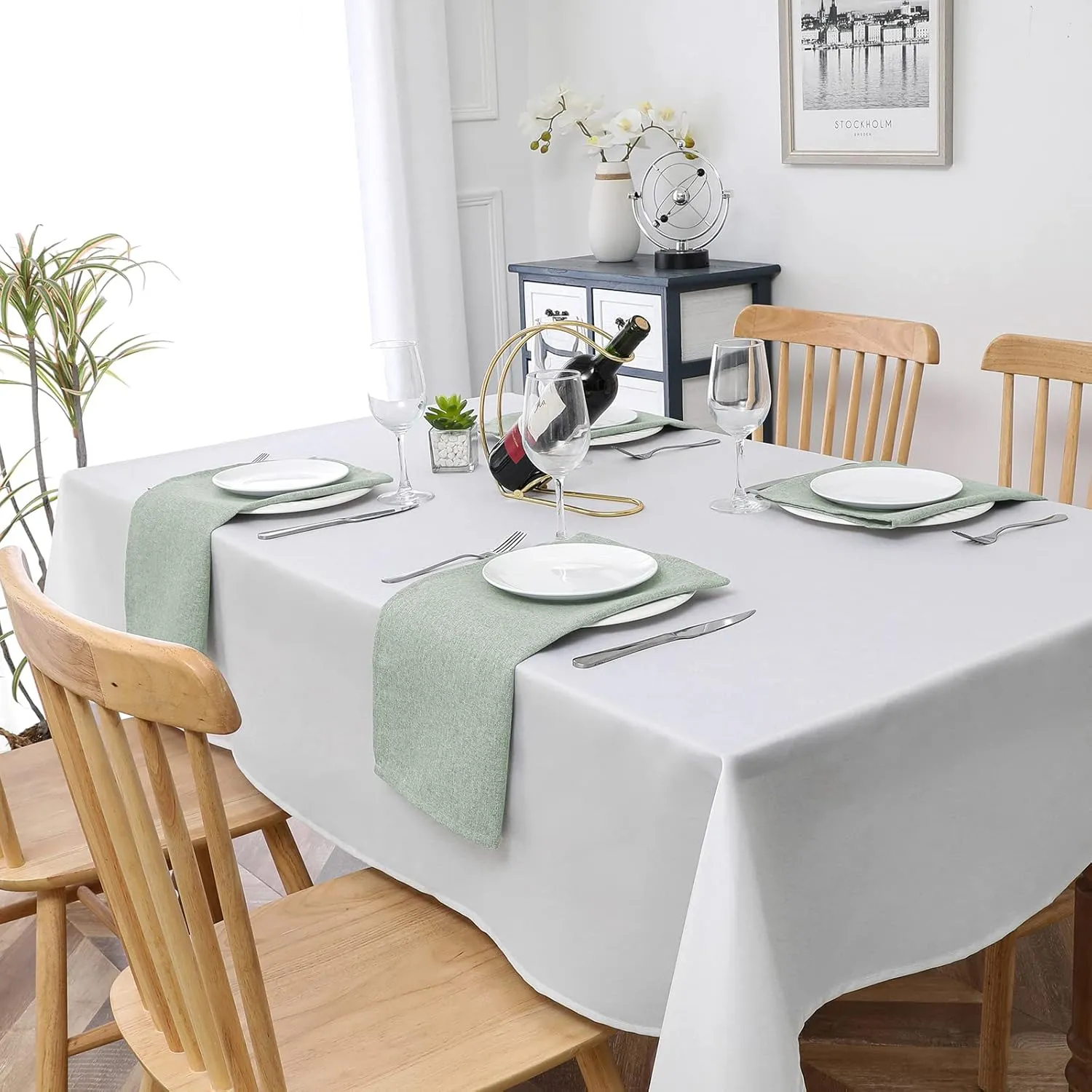 H.VERSAILTEX Linen Textured Cloth Napkins Set of 12 (18" X 18") Linen Textured Dinner Napkins Waterproof Extra Soft Thick Durable Reusable Napkins with Hemmed Edges, Heather Sage