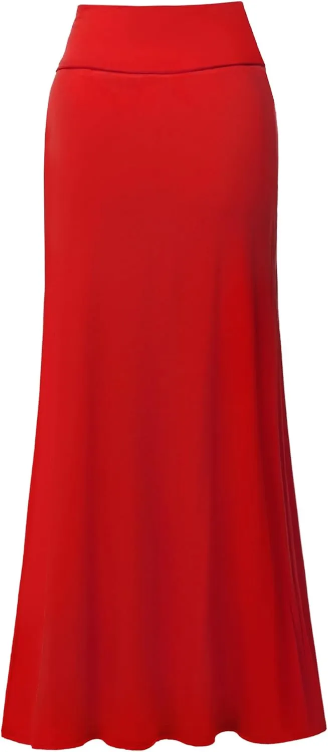 Hybrid & Company Women Versatile Fold Over Waist Maxi Skirt/Convertible Dress