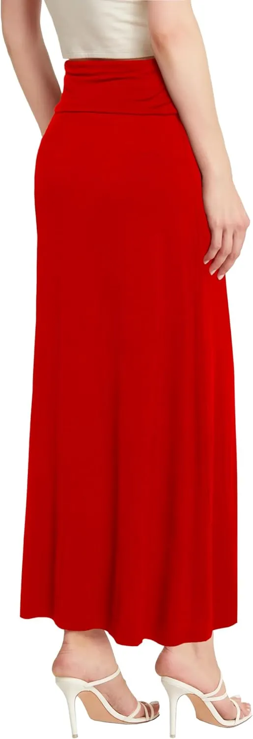 Hybrid & Company Women Versatile Fold Over Waist Maxi Skirt/Convertible Dress