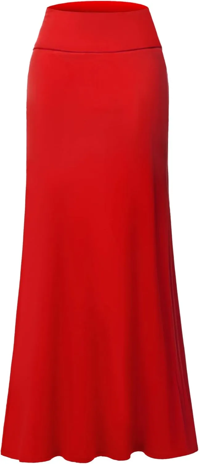 Hybrid & Company Women Versatile Fold Over Waist Maxi Skirt/Convertible Dress