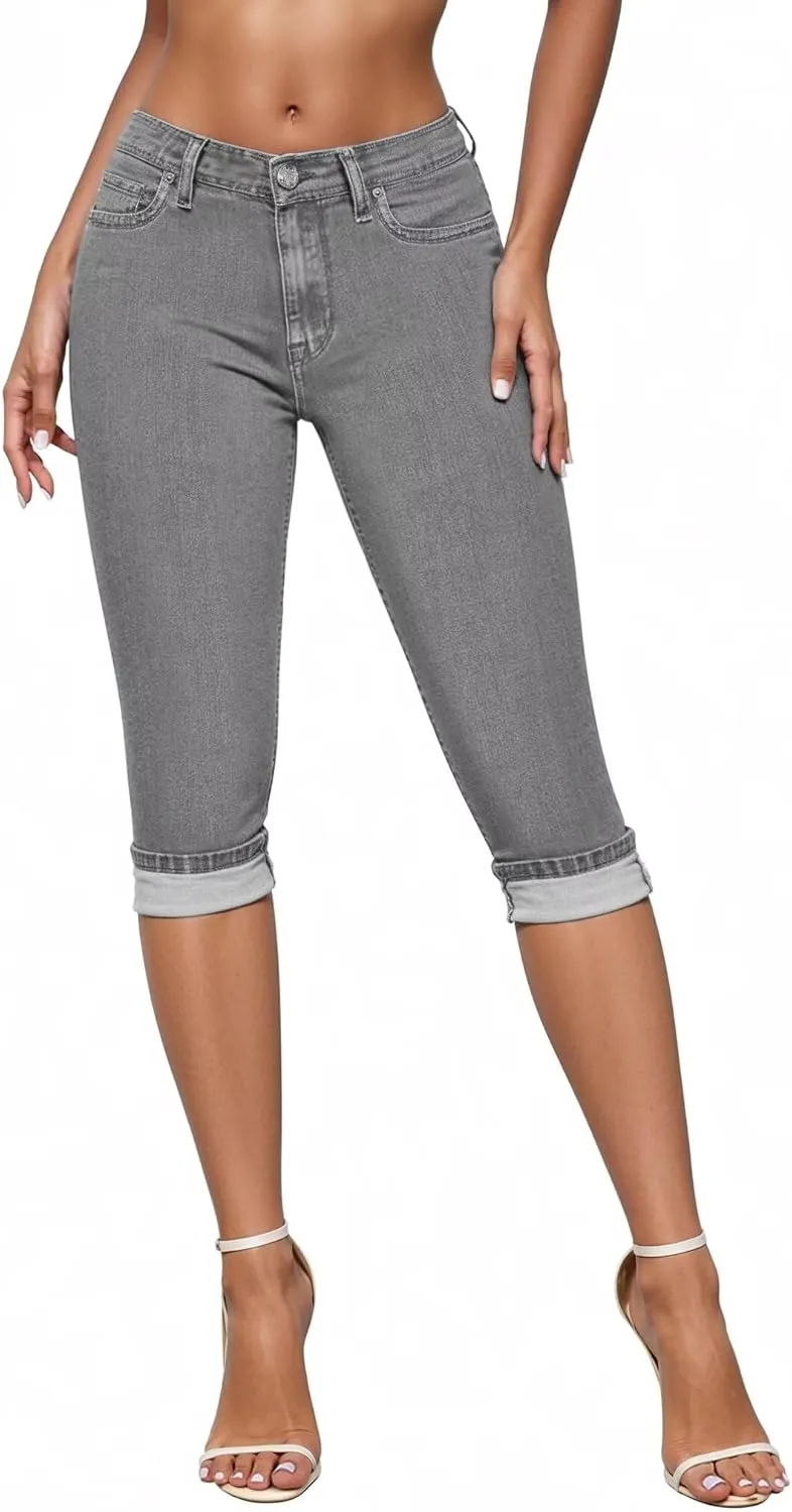 Hybrid & Company Women's Stretchy Slim Fit Denim Capri Jeans