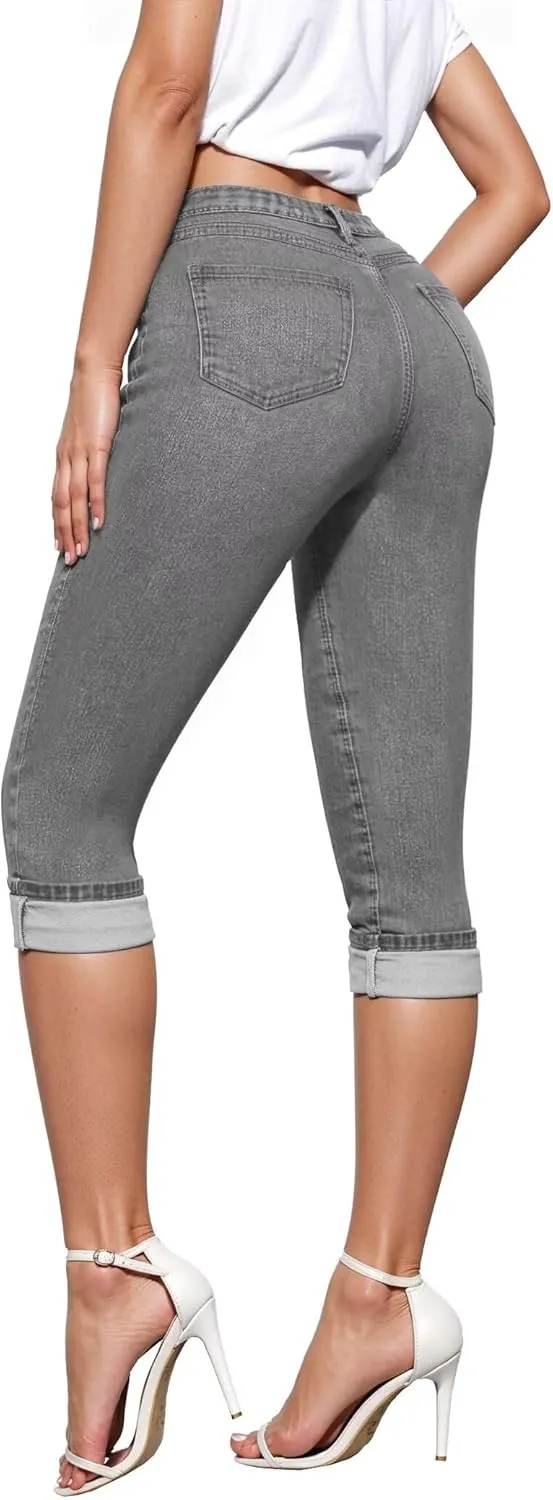 Hybrid & Company Women's Stretchy Slim Fit Denim Capri Jeans
