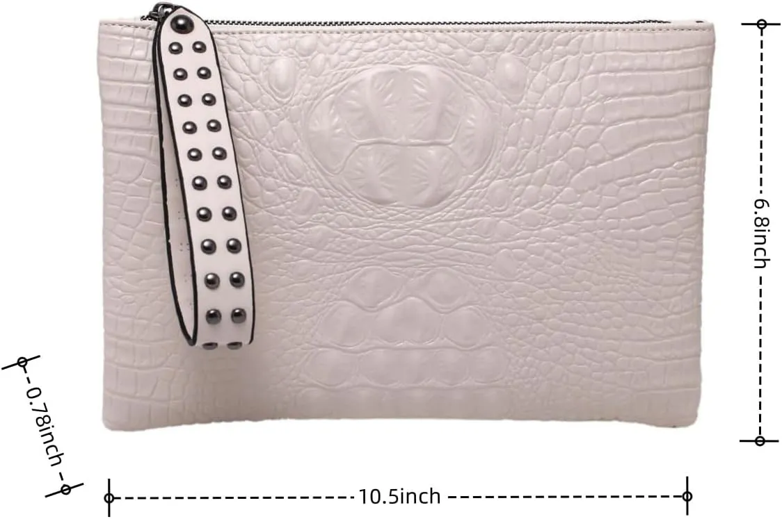 IAMUHI Women Faux Leather Crocodile Envelope Clutch Bag Wristlet Zipper Evening Handbag Wallet Purse