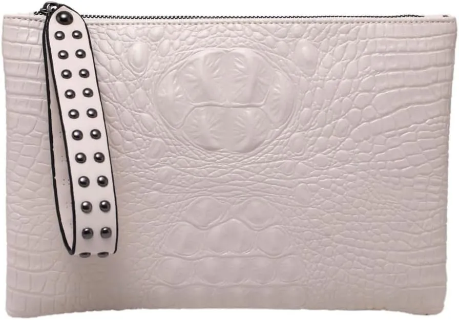 IAMUHI Women Faux Leather Crocodile Envelope Clutch Bag Wristlet Zipper Evening Handbag Wallet Purse