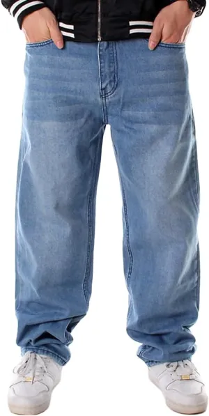 IDEALSANXUN Baggy Jeans Men Casual Embroidery Hip Hop Loose Fit Y2k Jeans
