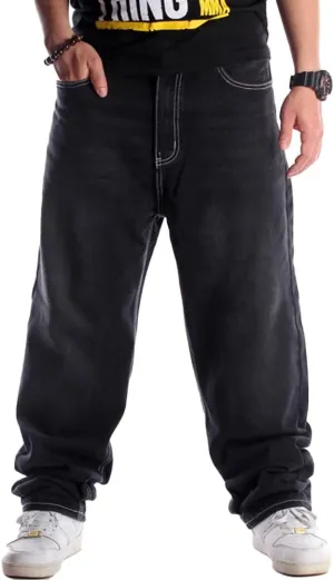 IDEALSANXUN Baggy Jeans Men Casual Embroidery Hip Hop Loose Fit Y2k Jeans