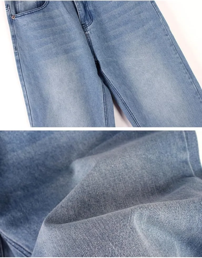 IDEALSANXUN Baggy Jeans Men Casual Embroidery Hip Hop Loose Fit Y2k Jeans