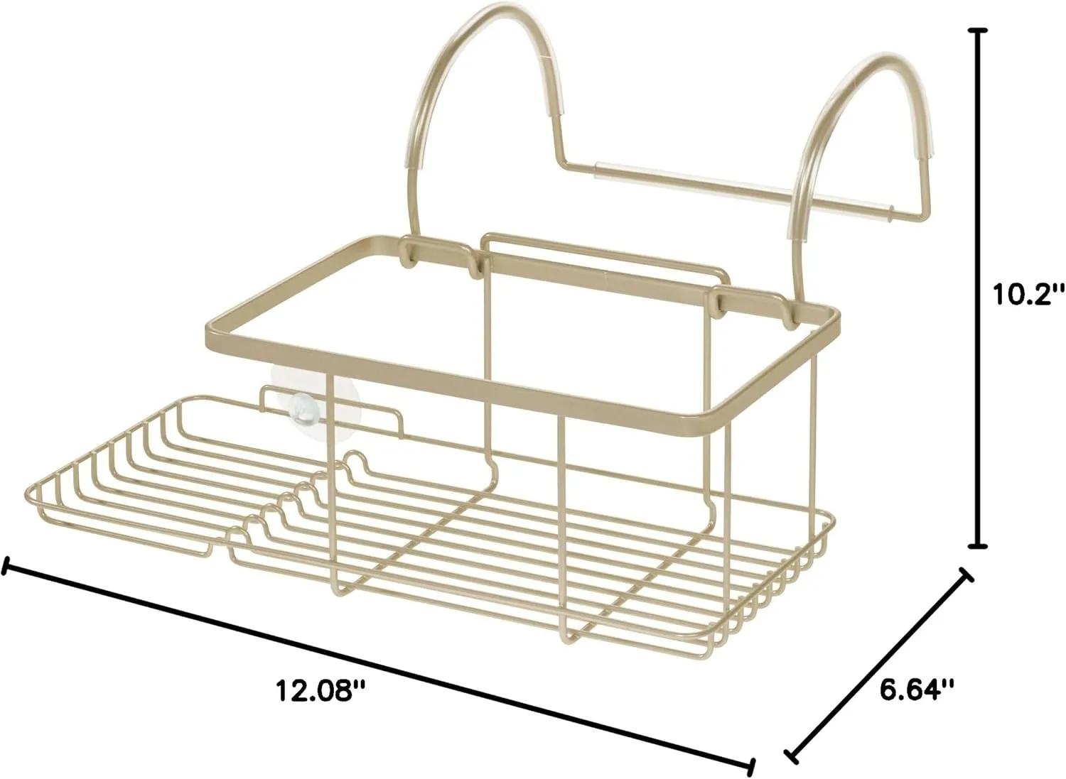 iDesign Side Tub Caddy Everett, Gold, 12.08"L x 10.2"W x 6.64"H