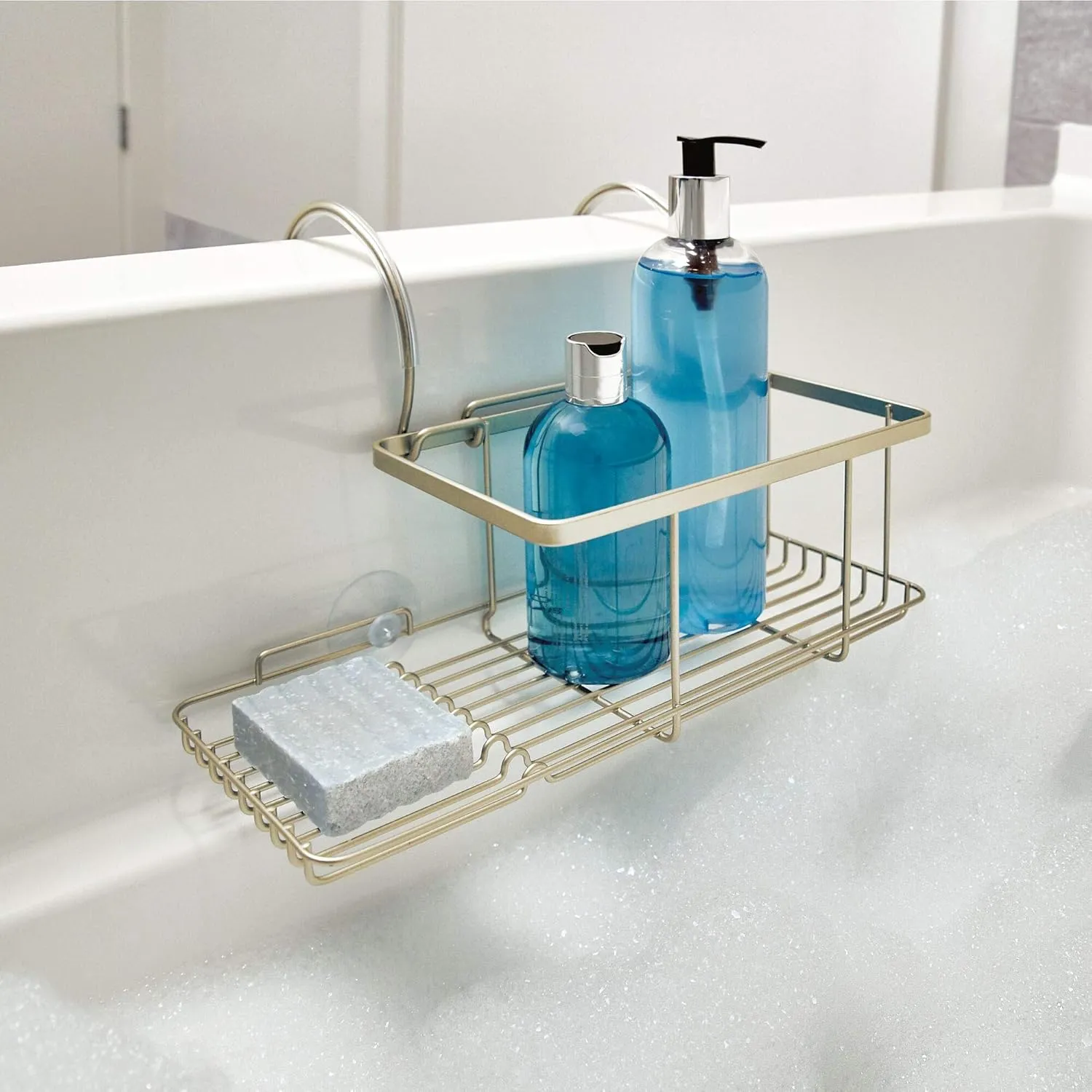 iDesign Side Tub Caddy Everett, Gold, 12.08"L x 10.2"W x 6.64"H