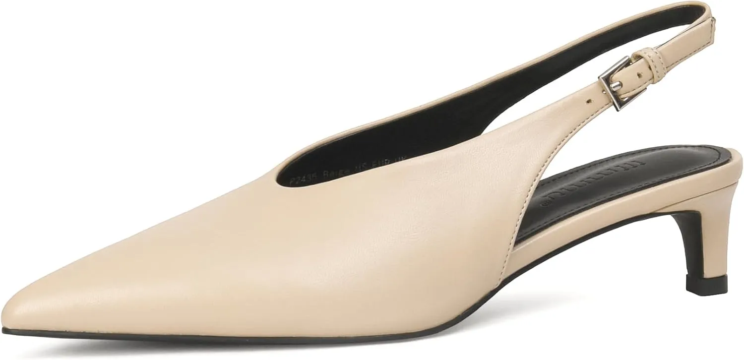 iiimmu Slingback Heels for Women Closed Toe 2 IN Kitten Heels Pointed Toe Women Pumps Low Heel Dress Shoes Faux Leather