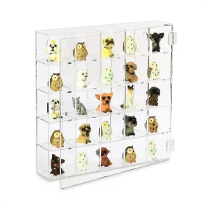 Ikee Design Acrylic Collection 25 Compartments Display Case with Magnets Door, Wall-Mounted Storage Organizer Rack for Small Pop Figure, Doll and Gemstones, Compartment: 2 W x 1.8D x 2H in