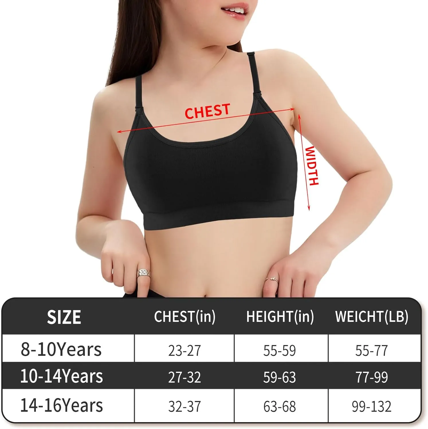 iMucci Girl Dance Bra Seamless Girls Nude Bra with 2 Pair Adjustable Replace Clear Straps Silicone Pads