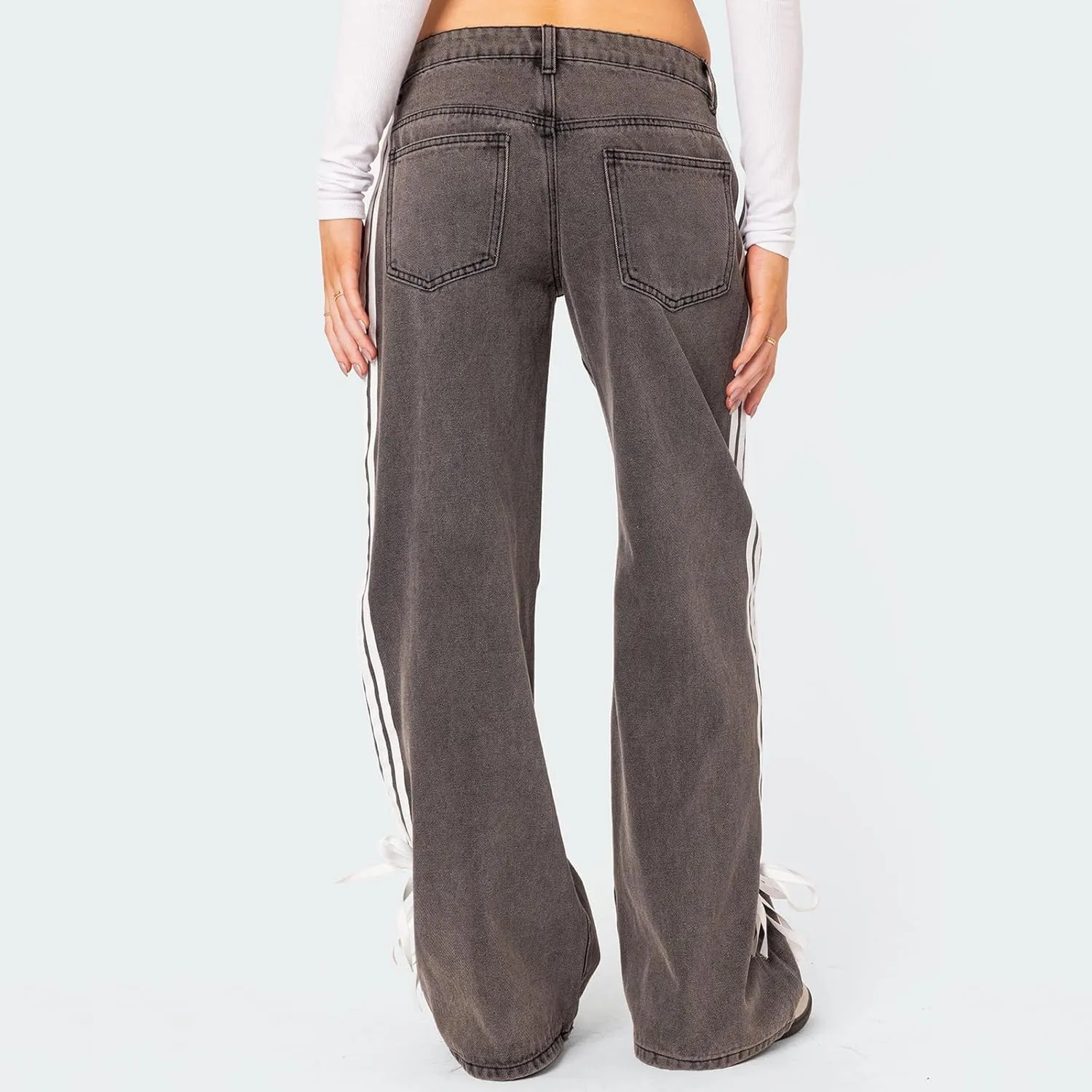 Indie Aesthetics Jeans for Women Gothic Punk Wide Leg Long Length Denim Pants Y2k Loose Casual Jeans Streetwear