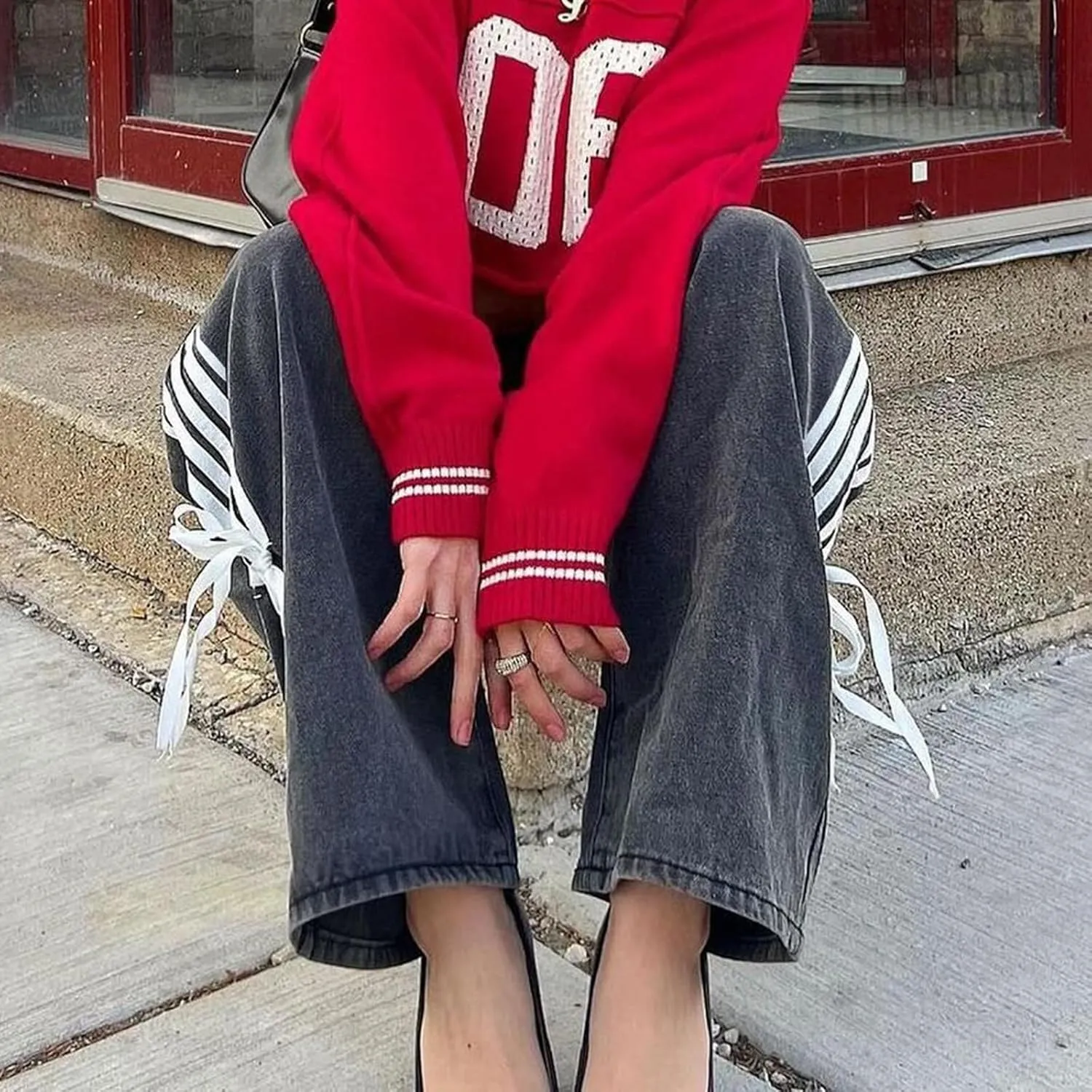 Indie Aesthetics Jeans for Women Gothic Punk Wide Leg Long Length Denim Pants Y2k Loose Casual Jeans Streetwear