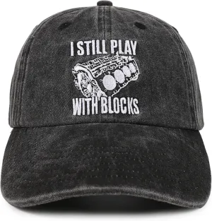 InnoBeta Mechanic Gifts for Men, I Still Play with Blocks Baseball Cap, for Auto Aircraft Diesel Mechanics