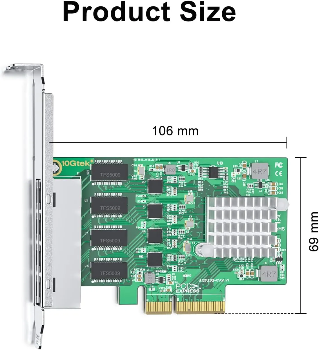 ipolex 2.5G Ethernet Card 4 Port NIC Network Adapter Realtek RTL8125BG Controller, Quad RJ-45 Port, PCI Express Gigabit Ethernet Card Support Windows/Windows Server/Linux/Ubuntu/Centos/Vmware