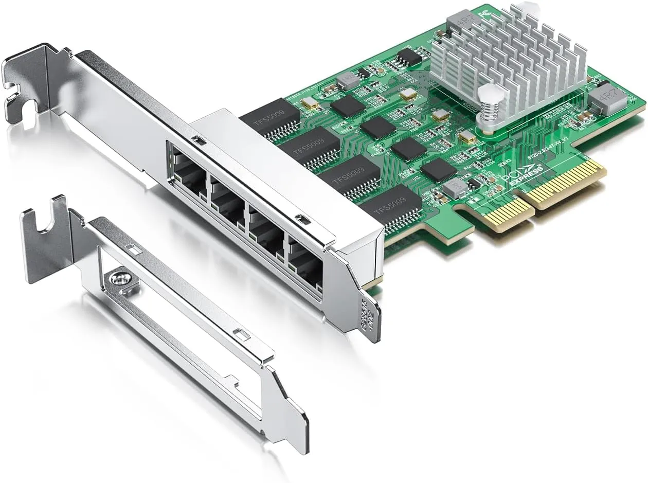 ipolex 2.5G Ethernet Card 4 Port NIC Network Adapter Realtek RTL8125BG Controller, Quad RJ-45 Port, PCI Express Gigabit Ethernet Card Support Windows/Windows Server/Linux/Ubuntu/Centos/Vmware