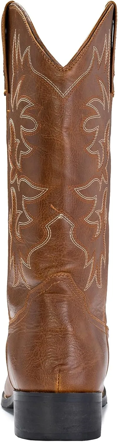 IUV Cowboy Boots For Men Western Boot Durable Classic Embroidered Snip Toe Boots