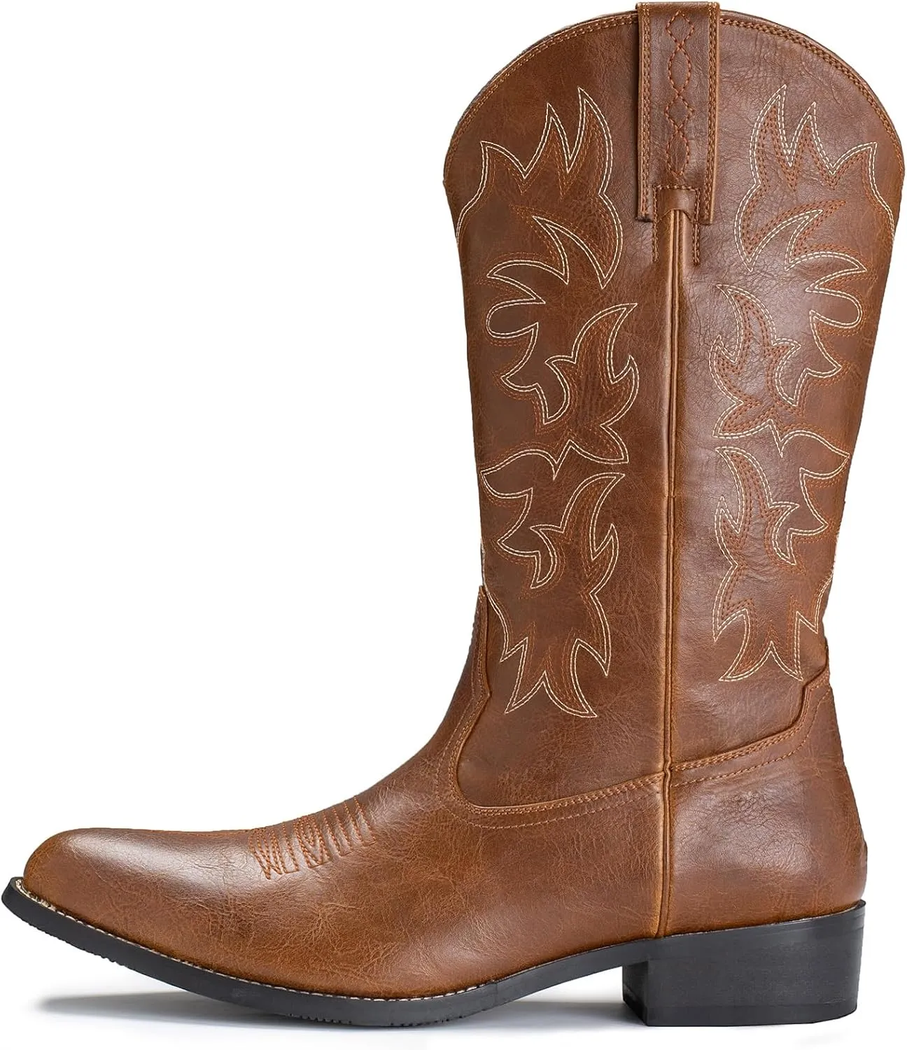 IUV Cowboy Boots For Men Western Boot Durable Classic Embroidered Snip Toe Boots