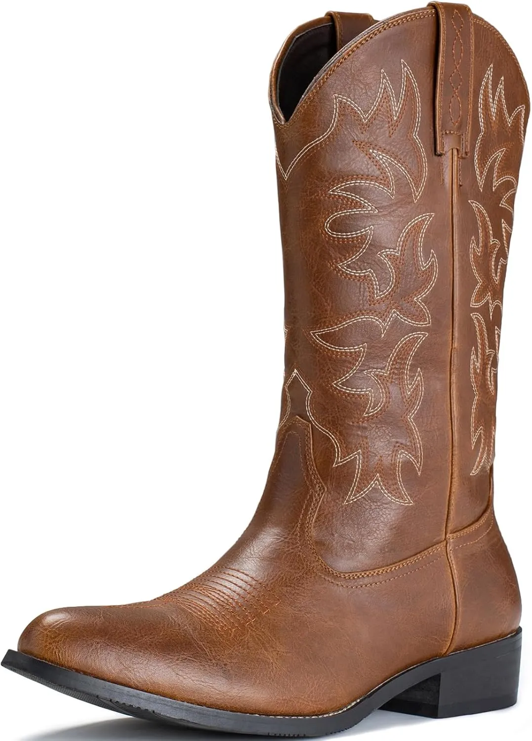 IUV Cowboy Boots For Men Western Boot Durable Classic Embroidered Snip Toe Boots