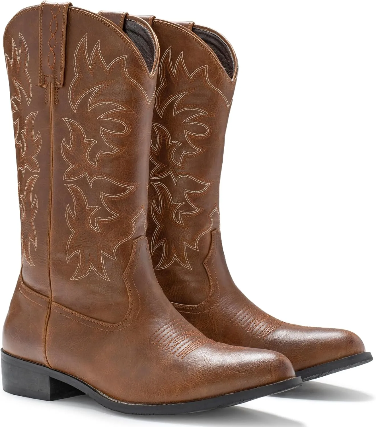IUV Cowboy Boots For Men Western Boot Durable Classic Embroidered Snip Toe Boots