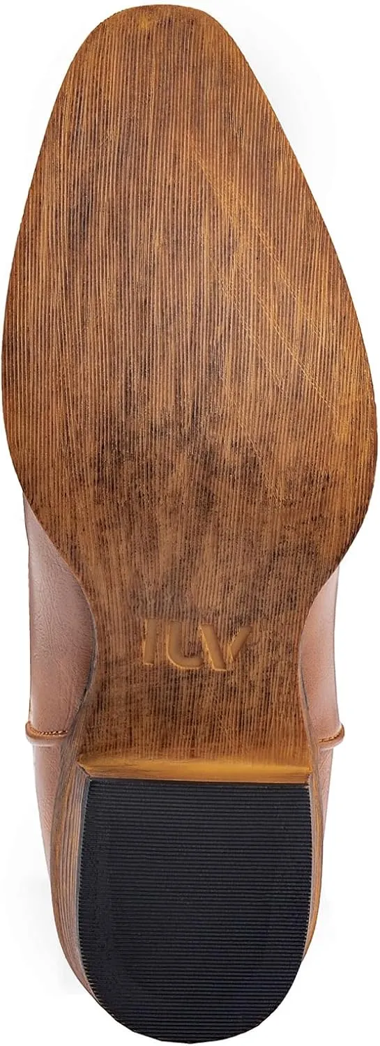 IUV Cowboy Boots For Men Western Boot Durable Classic Embroidered Snip Toe Boots