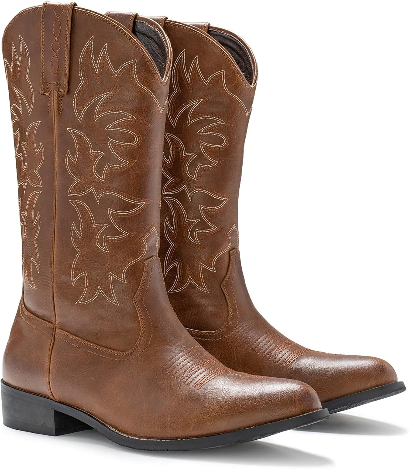 IUV Cowboy Boots For Men Western Boot Durable Classic Embroidered Snip Toe Boots