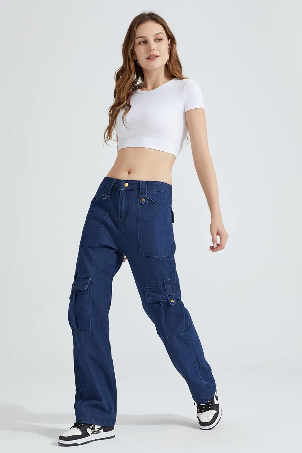 Jeans for Women Baggy Cargo Pants Men Y2K Parachute Pants with Pockets