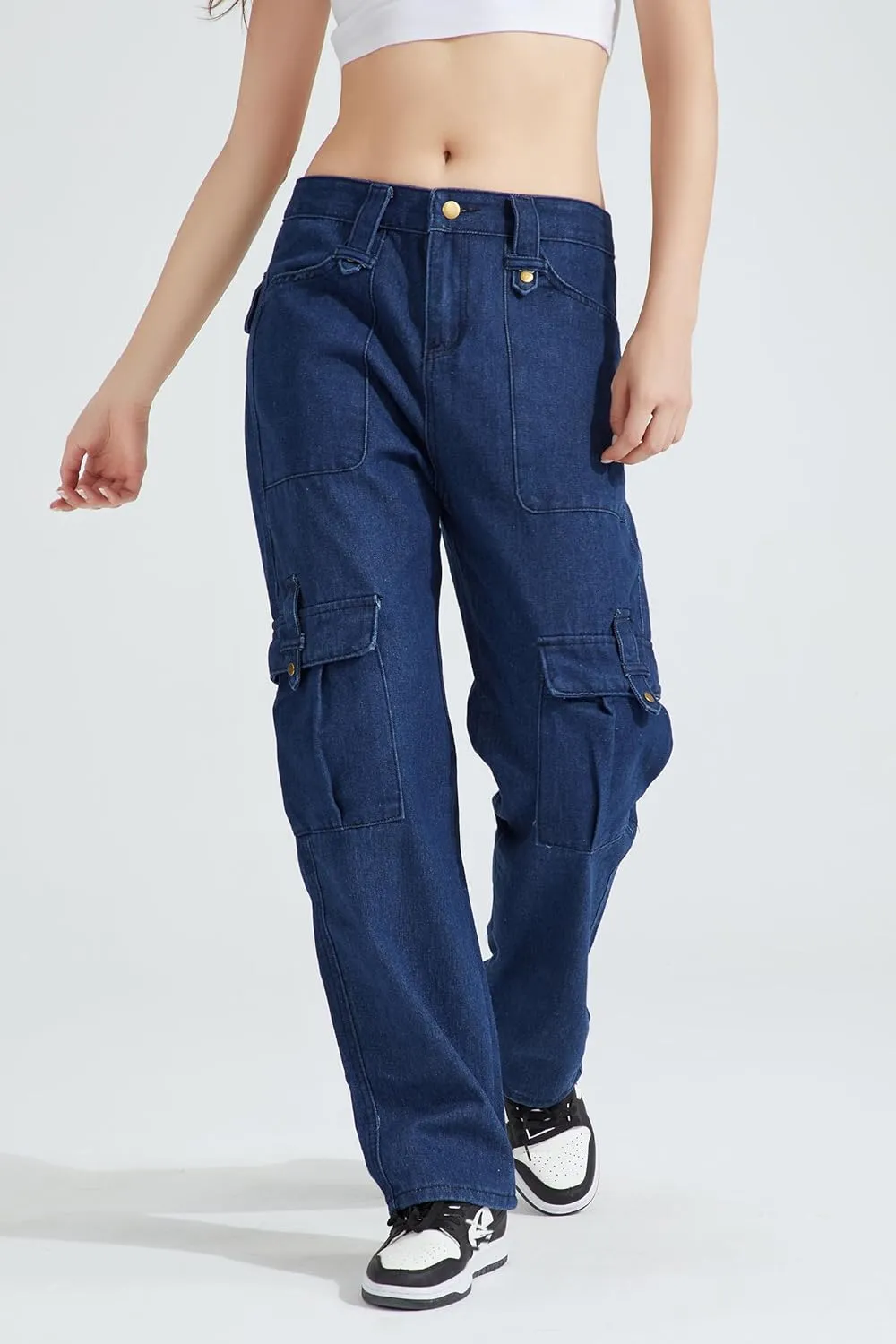 Jeans for Women Baggy Cargo Pants Men Y2K Parachute Pants with Pockets