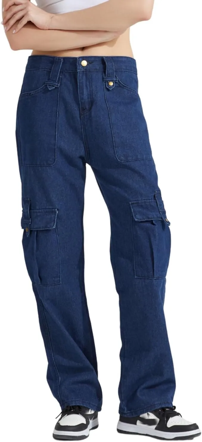 Jeans for Women Baggy Cargo Pants Men Y2K Parachute Pants with Pockets