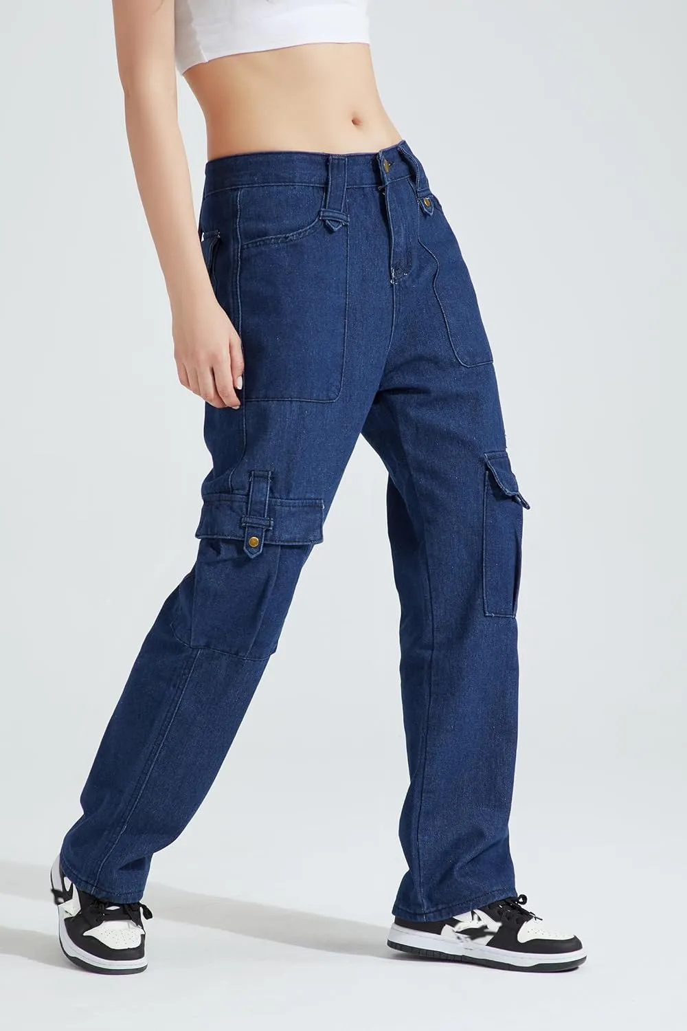 Jeans for Women Baggy Cargo Pants Men Y2K Parachute Pants with Pockets
