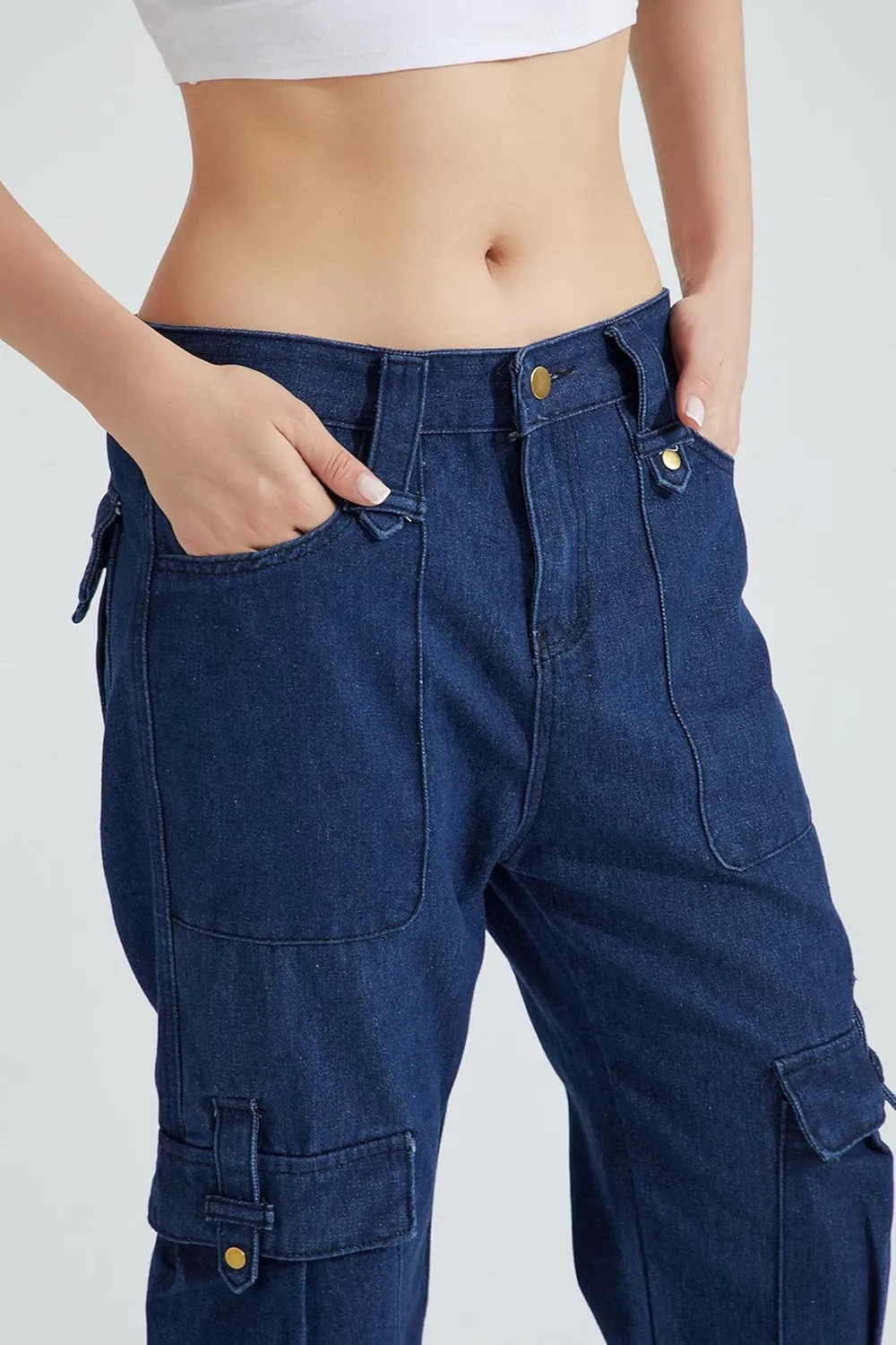 Jeans for Women Baggy Cargo Pants Men Y2K Parachute Pants with Pockets