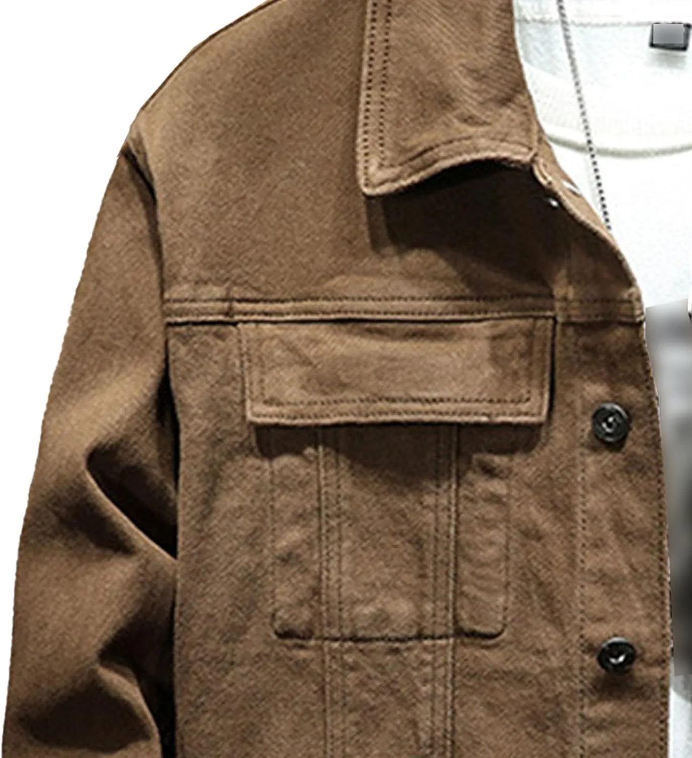 JEKE-DG Men's Button Down Vintage Jean Jacket Comfortable Classic Denim Jacket Trucker Casual Slim Fit Jacket Coat