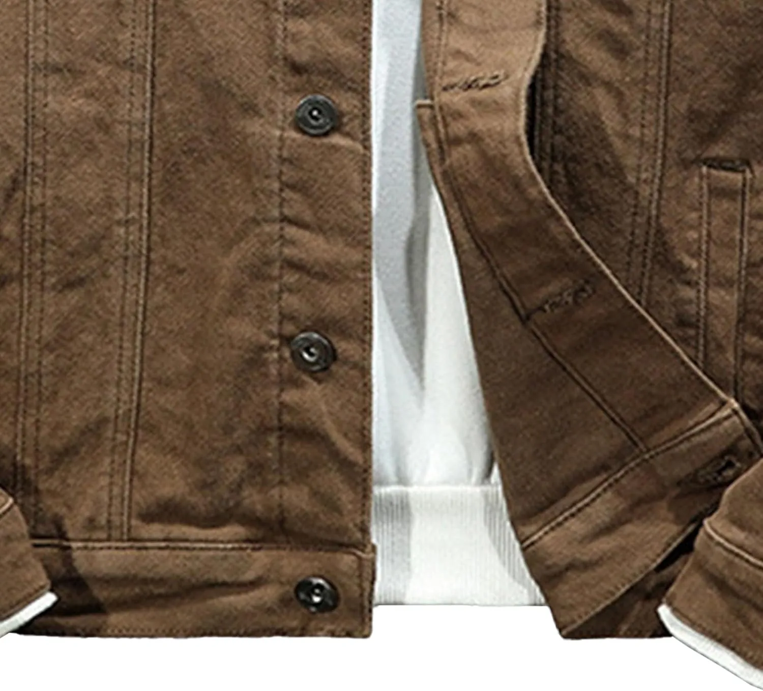 JEKE-DG Men's Button Down Vintage Jean Jacket Comfortable Classic Denim Jacket Trucker Casual Slim Fit Jacket Coat