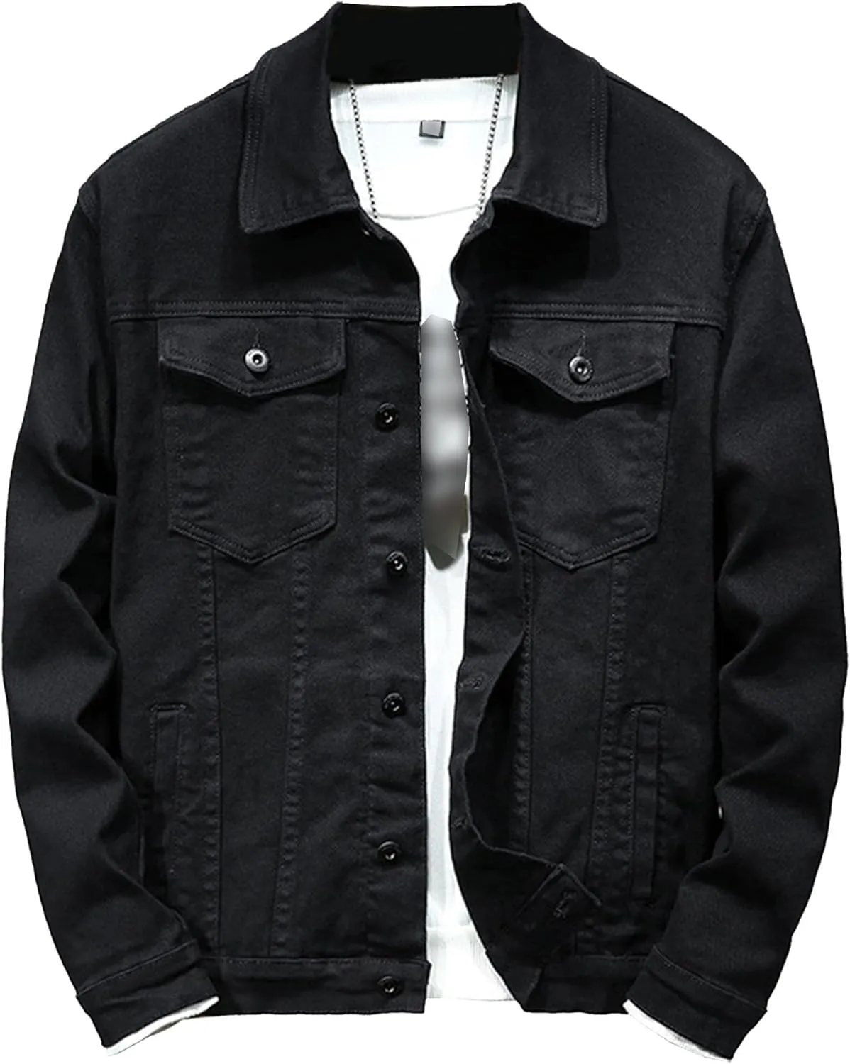 JEKE-DG Men's Button Down Vintage Jean Jacket Comfortable Classic Denim Jacket Trucker Casual Slim Fit Jacket Coat