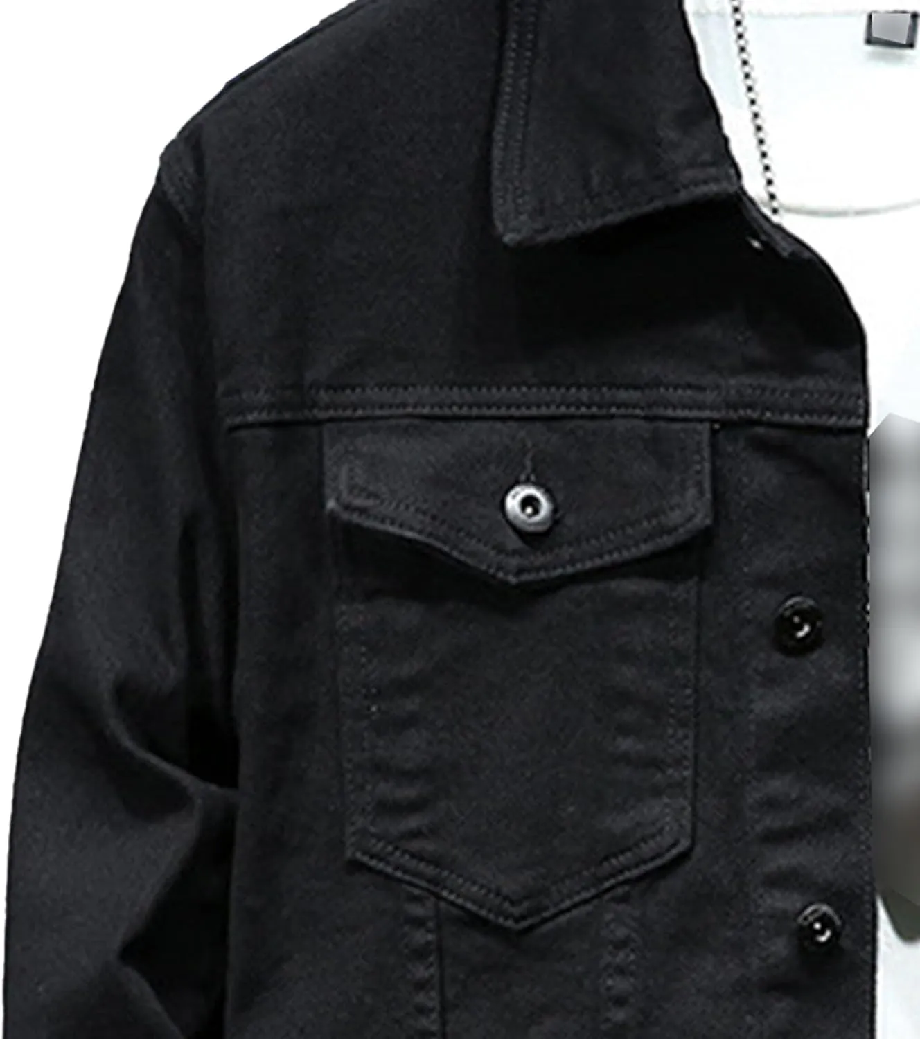 JEKE-DG Men's Button Down Vintage Jean Jacket Comfortable Classic Denim Jacket Trucker Casual Slim Fit Jacket Coat