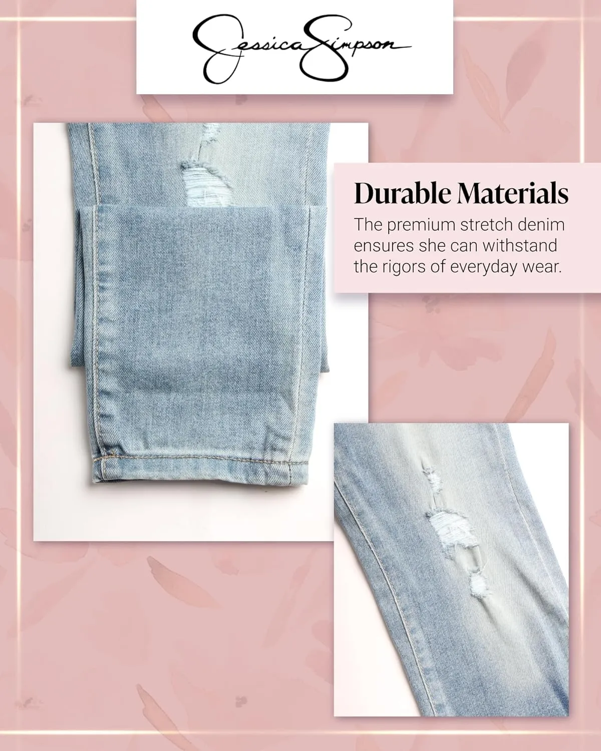 Jessica Simpson Girls Jeans - Comfort Stretch Skinny, Flare, Straight Cut Denim Jeans - Casual Pocket Jeans for Girls (4-16)