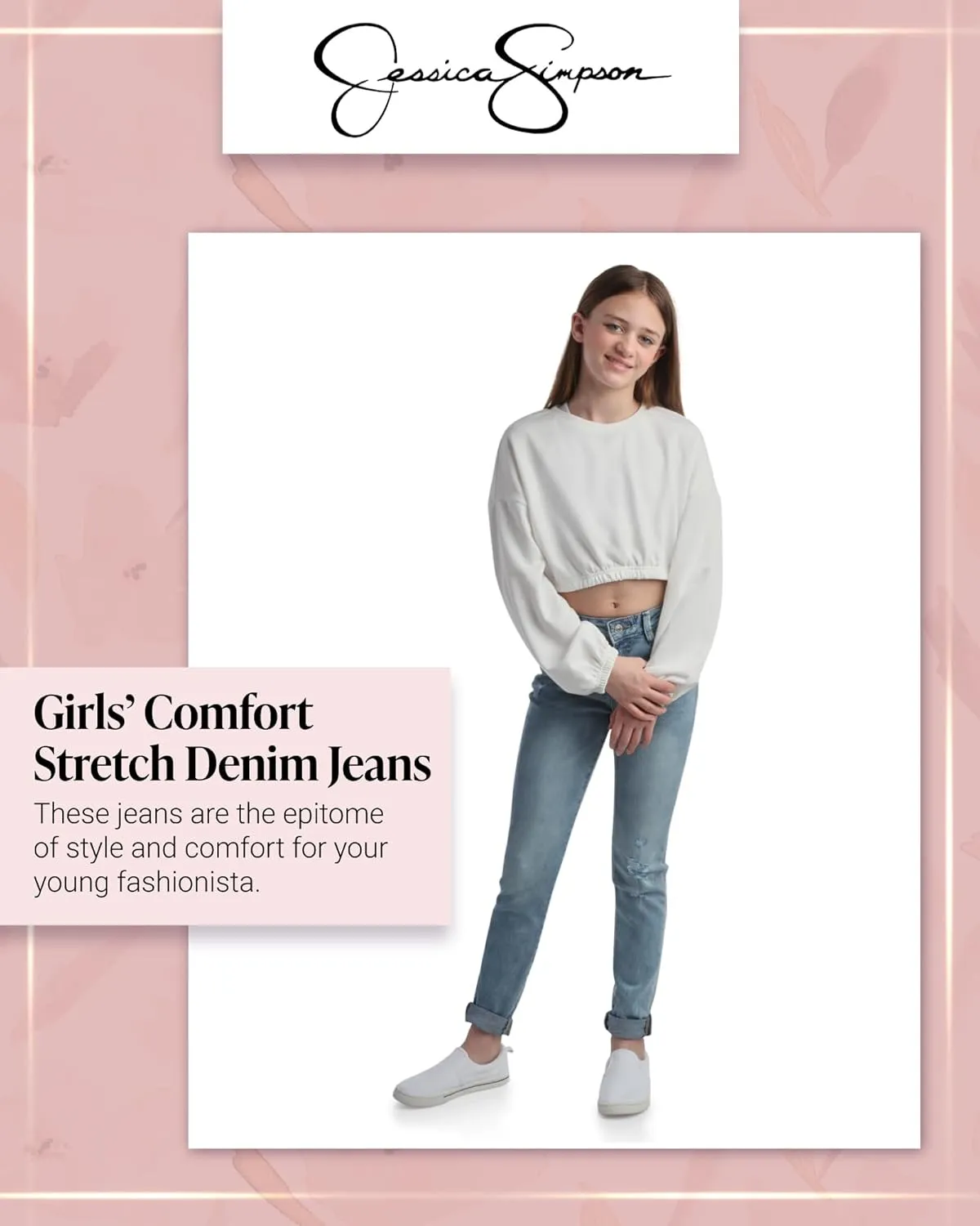 Jessica Simpson Girls Jeans - Comfort Stretch Skinny, Flare, Straight Cut Denim Jeans - Casual Pocket Jeans for Girls (4-16)