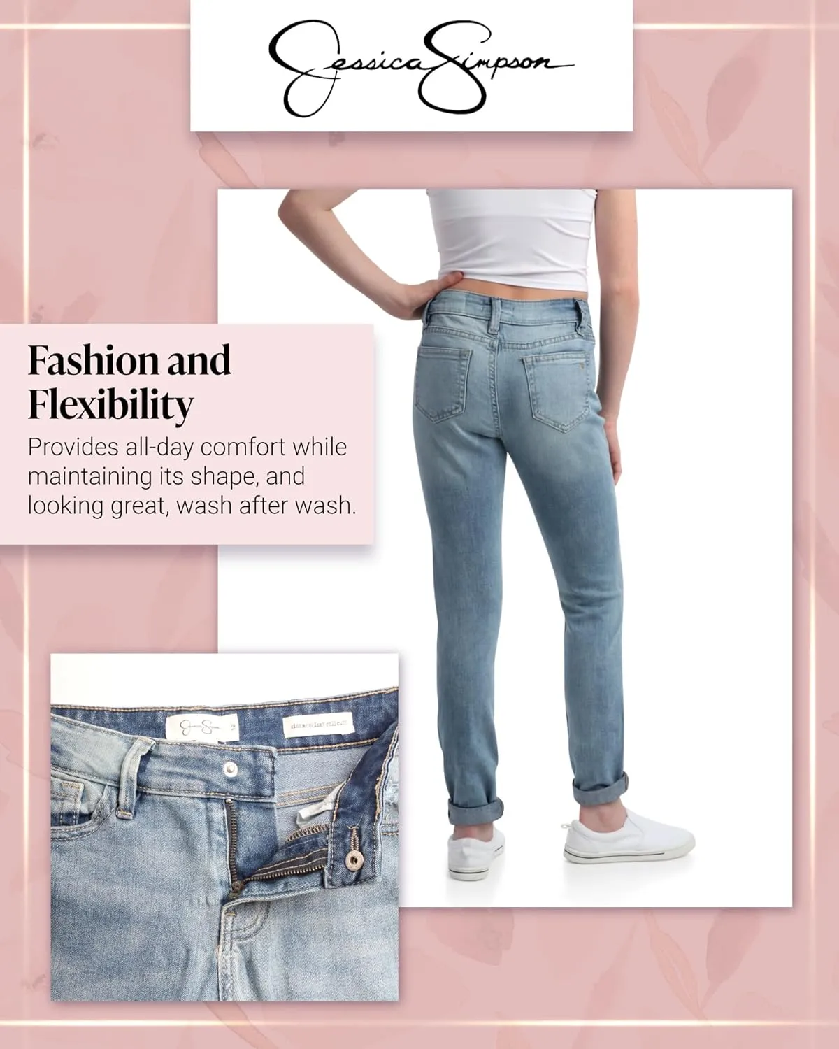 Jessica Simpson Girls Jeans - Comfort Stretch Skinny, Flare, Straight Cut Denim Jeans - Casual Pocket Jeans for Girls (4-16)