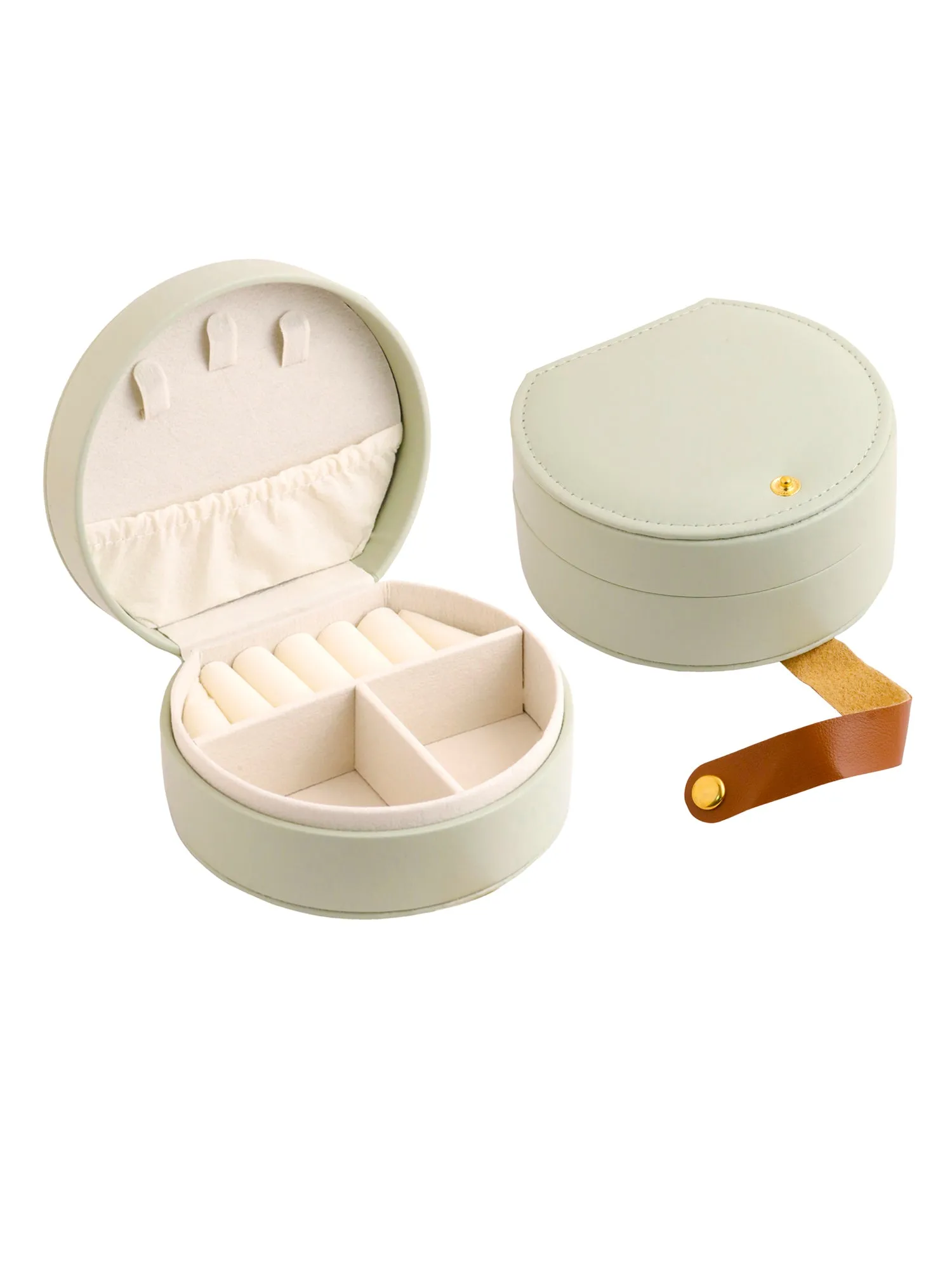 Jewelry Box Organiser: PU Leather Storage Box for Bangles & Earrings | Mint Green | 11cm x 10cm