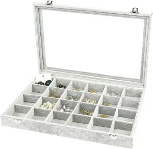 Jewelry Boxes Jewelry Box with Clear Glass Lid 10 Different Designs Velvet Jewelry Organizer Box Jewelry Showcase for Watch Earrings Rings Jewelry Organizer (Jewelry Box G)
