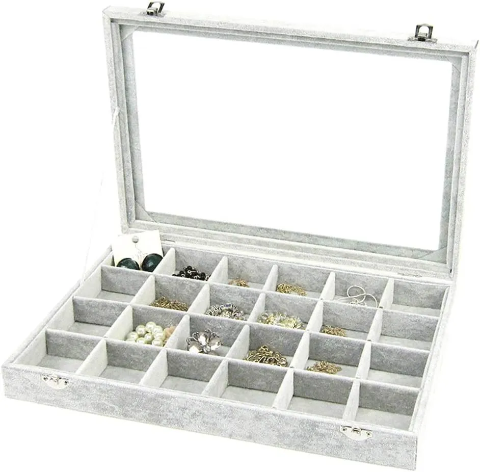 Jewelry Boxes Jewelry Box with Clear Glass Lid 10 Different Designs Velvet Jewelry Organizer Box Jewelry Showcase for Watch Earrings Rings Jewelry Organizer (Jewelry Box G)