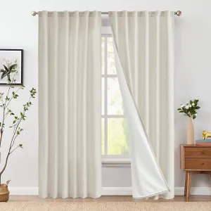 jinchan Linen Beige Curtains 84 Inches Long for Living Room Farmhouse Rod Pocket Back Tab Light Filtering Window Drapes with Lined for Bedroom Crude 2 Panels Ecru