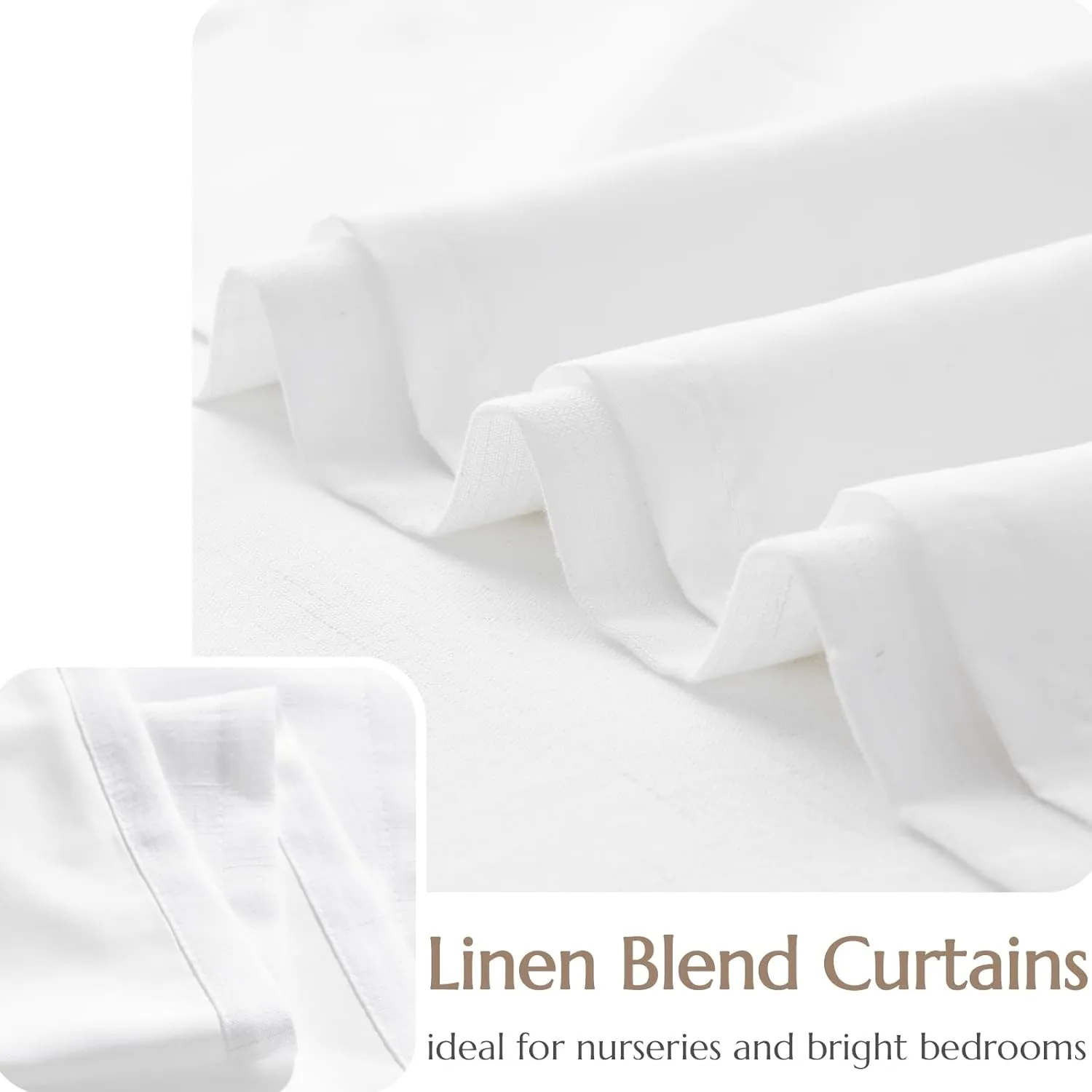 jinchan Linen Off White Curtains 84 Inches Long for Living Room Farmhouse Rod Pocket Back Tab Light Filtering Window Drapes with Lined for Bedroom 2 Panels