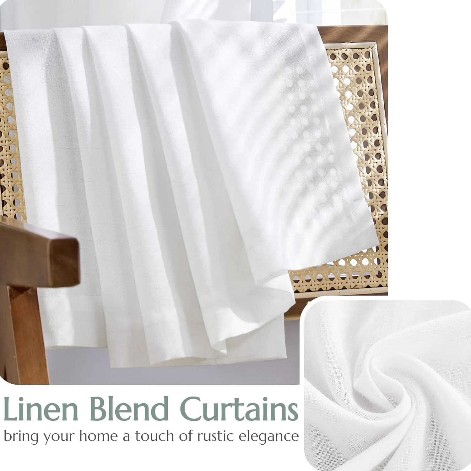 jinchan Linen Off White Curtains 84 Inches Long for Living Room Farmhouse Rod Pocket Back Tab Light Filtering Window Drapes with Lined for Bedroom 2 Panels