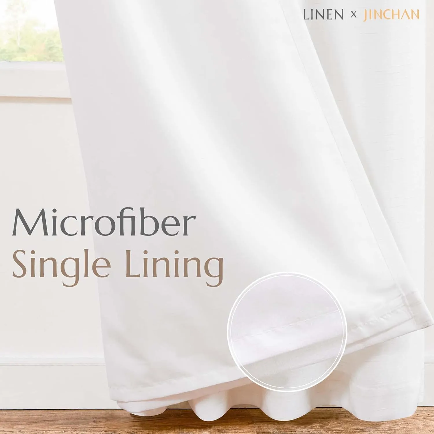 jinchan Linen Off White Curtains 84 Inches Long for Living Room Farmhouse Rod Pocket Back Tab Light Filtering Window Drapes with Lined for Bedroom 2 Panels