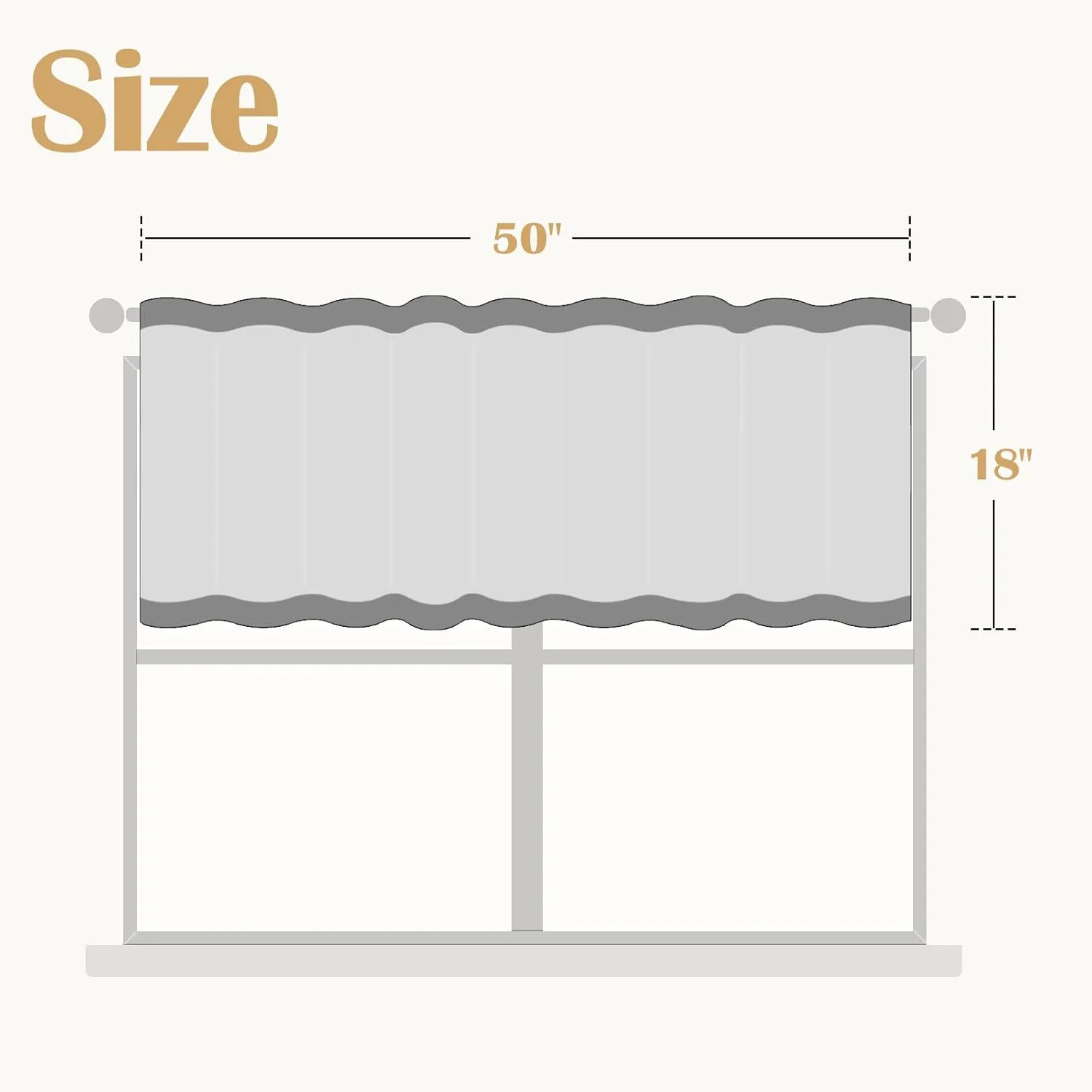 jinchan Linen Valance Curtain Striped Valance for Windows 18 Inch Blackout Kitchen Curtain Farmhouse Double Layer for Living Room Ticking Rod Pocket 1 Panel Taupe Grey on Beige