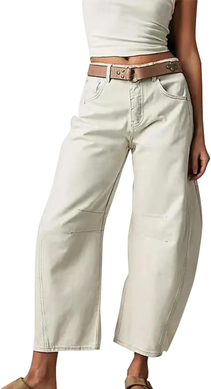 JOFOW Oprah Pants Tummy Control Sailor Wide Leg Trouser oprah's Favorite Jeans Wide Leg Cropped Jeans for Women