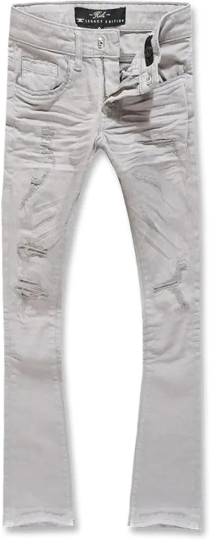 Jordan Craig Boys Stacked with Shreds Jeans (Light Grey), 8